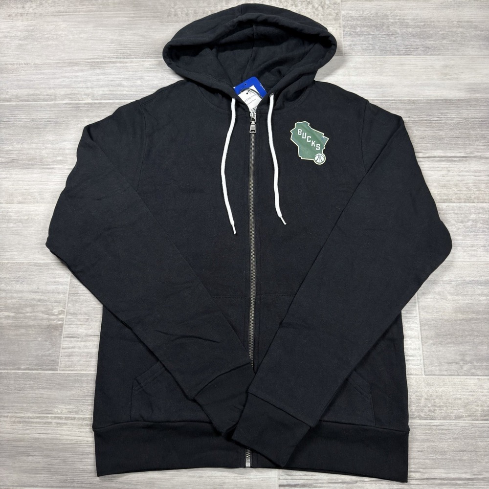 Milwaukee Bucks Full‎ Zip Black Hoodie WEAR by Erin Andrews Women's Medium NWT